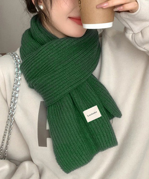暖かいリブニットマフラー カシミアタッチ 韓国風マフラーレディース チクチクしないニットストール 無地厚手 シンプルネックウォーマー おしゃれ 防風防寒首巻き保温 84JINDI-001