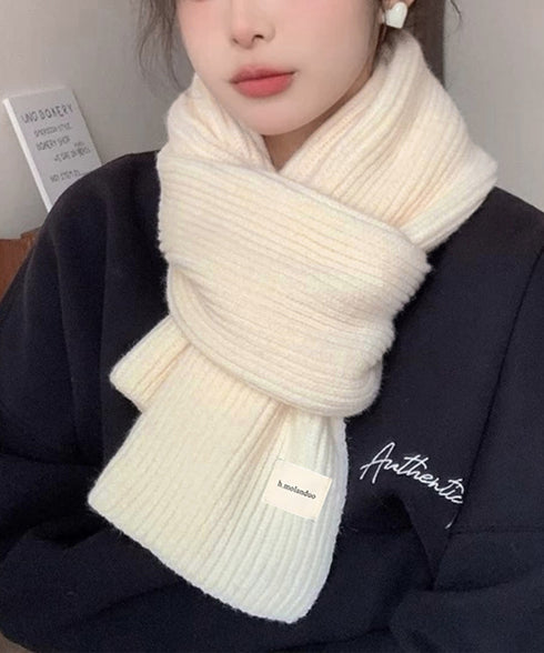 暖かいリブニットマフラー カシミアタッチ 韓国風マフラーレディース チクチクしないニットストール 無地厚手 シンプルネックウォーマー おしゃれ 防風防寒首巻き保温 84JINDI-001