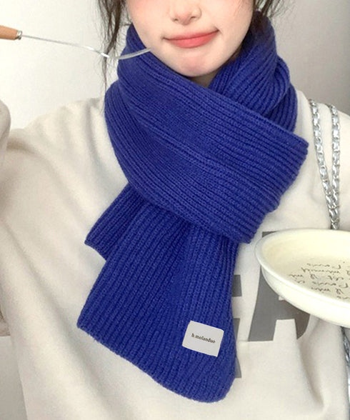 暖かいリブニットマフラー カシミアタッチ 韓国風マフラーレディース チクチクしないニットストール 無地厚手 シンプルネックウォーマー おしゃれ 防風防寒首巻き保温 84JINDI-001