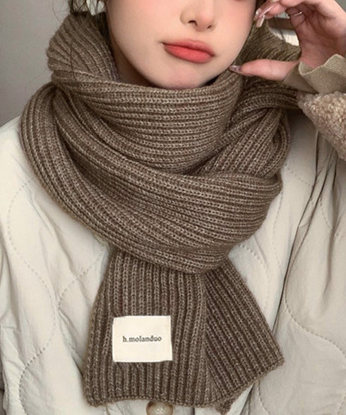暖かいリブニットマフラー カシミアタッチ 韓国風マフラーレディース チクチクしないニットストール 無地厚手 シンプルネックウォーマー おしゃれ 防風防寒首巻き保温 84JINDI-001