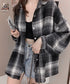 シャツ ブラウス チェック柄シャツ 長袖 レディース おしゃれ ゆったりカラーチェックシャツ カジュアルトップス レトロ韓国ファッション 10代20代30代40代 84KAILI-001