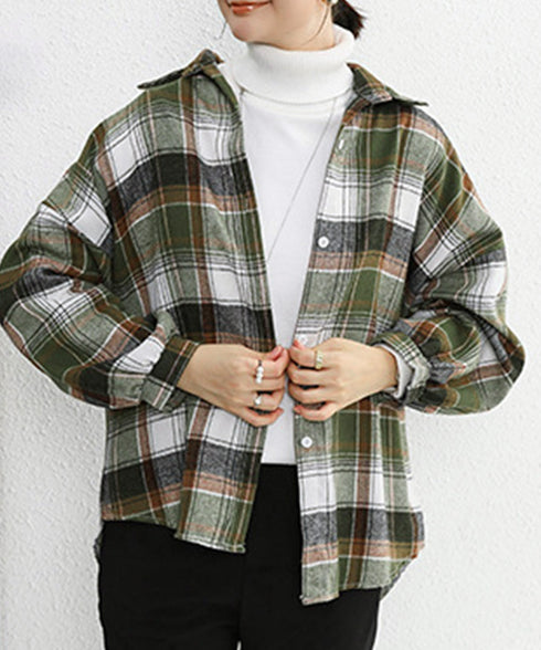 シャツ ブラウス チェック柄シャツ 長袖 レディース おしゃれ ゆったりカラーチェックシャツ カジュアルトップス レトロ韓国ファッション 10代20代30代40代 84KAILI-001