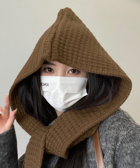 フード付きニットマフラー韓国風バラクラバ 大人可愛いニット帽 おしゃれ 顔周り防風防寒対策 ネックウォーマーレディース オルチャン帽子ニットショールあったかグッズ 84LIOU-001
