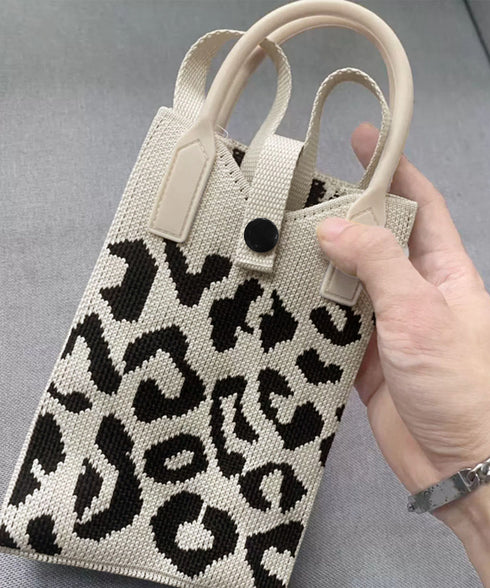 ミニショルダーバッグ 可愛いスマホポーチ アートデザインミニニットトート 全機種対応携帯ポシェット アニマル柄斜め掛けバッグ コンパクト手提げバッグ カラフル軽量 84WYZZ-001