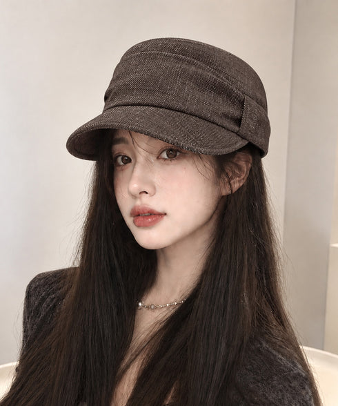 デニム風ボリュームキャスケット韓国風帽子 立体シルエットマドロスハットつば付き帽子リボンワークキャップ小顔見えレディース秋冬カジュアル大人可愛いヴィンテージぼうし 84YANSHU-002