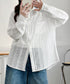 韓国風シアーシャツレース柄ブラウス春夏服 レディースドロップショルダー きれいめカーディガン長袖 透け感トップスおしゃれ 冷房対策羽織りもの 日焼け防止体型カバー 84YGL-012