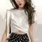 セクシーチビt ショート丈tシャツ 韓国 へそ出しtシャツ 半袖レディース おしゃれ オルチャン ストリート へそ見せ夏服 肌見せトップス 着やせ短い丈カットソー 84YKD-001