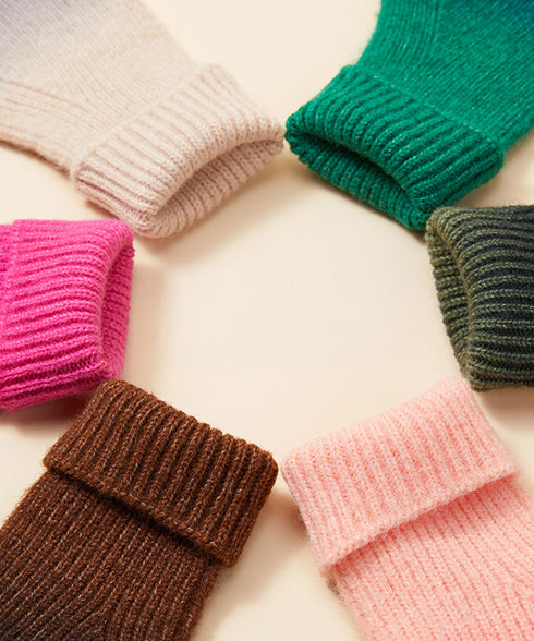 グラデーションニット手袋 スマホ対応手袋 暖かいスマートフォン手袋 レディース大人可愛いリブニットグローブ レインボー毛糸手袋タッチスクリーン対応 防風防寒グッズ 84BAILIAN-001