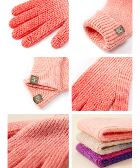 グラデーションニット手袋 スマホ対応手袋 暖かいスマートフォン手袋 レディース大人可愛いリブニットグローブ レインボー毛糸手袋タッチスクリーン対応 防風防寒グッズ 84BAILIAN-001