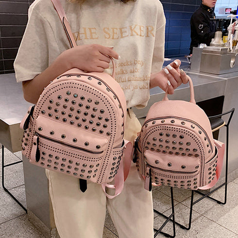 スタッズ リュックサック 女子 おしゃれ 韓国ファッション レディース フェイクレザー ミニバッグ 大人可愛い バックパック 小さめ パンクロック風 バッグ鞄 84BAWEI-004