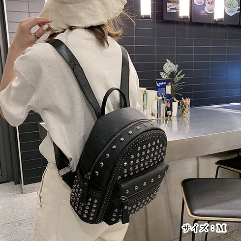 スタッズ リュックサック 女子 おしゃれ 韓国ファッション レディース フェイクレザー ミニバッグ 大人可愛い バックパック 小さめ パンクロック風 バッグ鞄 84BAWEI-004