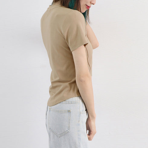 無地 Tシャツ クルーネック レディース 大人カジュアル 半袖カットソー ラウンドネック 夏トップス シンプル 夏服 オシャレ着やせ スリムフィットtシャツ 韓国 84CPMY-001