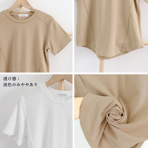 無地 Tシャツ クルーネック レディース 大人カジュアル 半袖カットソー ラウンドネック 夏トップス シンプル 夏服 オシャレ着やせ スリムフィットtシャツ 韓国 84CPMY-001
