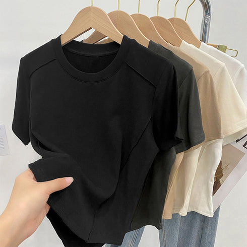 無地 Tシャツ クルーネック レディース 大人カジュアル 半袖カットソー ラウンドネック 夏トップス シンプル 夏服 オシャレ着やせ スリムフィットtシャツ 韓国 84CPMY-001