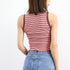 クロップド丈 タンクトップ ボーダー柄 レディース レトロ ノースリーブトップス パイピングカットソー アメカジ クルーネック ニットtシャツ おしゃれ 春秋夏 84CPMY-002