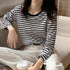 ボーダー柄tシャツ 長袖カットソー 春秋 レディース カラーボーダー ロンT ラウンドネック おしゃれ レトロTシャツ クルーネック プルオーバー 大人カジュアル 84CPMY-004