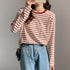 ボーダー柄tシャツ 長袖カットソー 春秋 レディース カラーボーダー ロンT ラウンドネック おしゃれ レトロTシャツ クルーネック プルオーバー 大人カジュアル 84CPMY-004