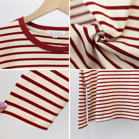 ボーダー柄tシャツ 長袖カットソー 春秋 レディース カラーボーダー ロンT ラウンドネック おしゃれ レトロTシャツ クルーネック プルオーバー 大人カジュアル 84CPMY-004