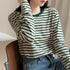 ボーダー柄tシャツ 長袖カットソー 春秋 レディース カラーボーダー ロンT ラウンドネック おしゃれ レトロTシャツ クルーネック プルオーバー 大人カジュアル 84CPMY-004