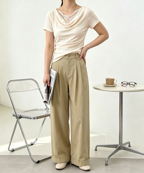 レースドッキングオフショルTシャツ 半袖 レディース オフショルダータイトトップス 上品ドレープカットソー 華奢見えアシメネック肌見せフェミニンプルオーバー韓国風 84CPMY-005