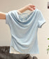 レースドッキングオフショルTシャツ 半袖 レディース オフショルダータイトトップス 上品ドレープカットソー 華奢見えアシメネック肌見せフェミニンプルオーバー韓国風 84CPMY-005