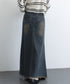 フリンジデニムスカートマーメイドスカート レディース ハイウエスト ヴィンテージ デニムスカート ブリーチ Aラインスカート 体型カバー カジュアルロングスカート 84DAIW-001