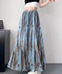マキシスカート 春夏タイダイスカート薄手 ぼかし柄フレアスカート レディース 大人可愛い ハイウエス ロングスカート 美脚脚長 おしゃれ リゾートスカートきれいめ 84DAIW-005