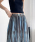 マキシスカート 春夏タイダイスカート薄手 ぼかし柄フレアスカート レディース 大人可愛い ハイウエス ロングスカート 美脚脚長 おしゃれ リゾートスカートきれいめ 84DAIW-005
