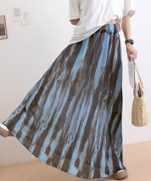 マキシスカート 春夏タイダイスカート薄手 ぼかし柄フレアスカート レディース 大人可愛い ハイウエス ロングスカート 美脚脚長 おしゃれ リゾートスカートきれいめ 84DAIW-005