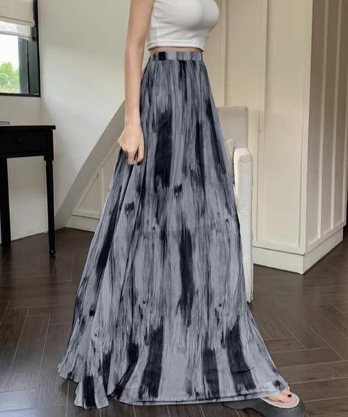 マキシスカート 春夏タイダイスカート薄手 ぼかし柄フレアスカート レディース 大人可愛い ハイウエス ロングスカート 美脚脚長 おしゃれ リゾートスカートきれいめ 84DAIW-005