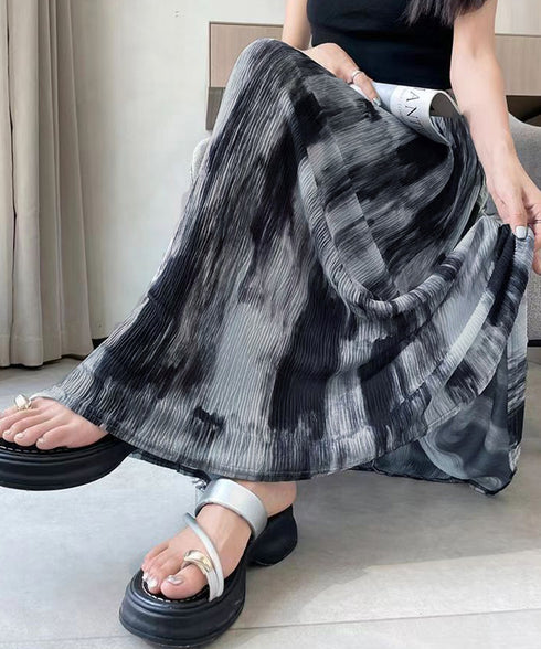マキシスカート 春夏タイダイスカート薄手 ぼかし柄フレアスカート レディース 大人可愛い ハイウエス ロングスカート 美脚脚長 おしゃれ リゾートスカートきれいめ 84DAIW-005