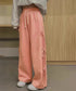 スウェットパンツサイドリボンワイドパンツ レディース ウエストゴム ストレートパンツ カジュアル ゆったり ロングパンツ 着やせボトムス 着回し長ズボン人気 無地 84DAIW-006