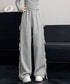 スウェットパンツサイドリボンワイドパンツ レディース ウエストゴム ストレートパンツ カジュアル ゆったり ロングパンツ 着やせボトムス 着回し長ズボン人気 無地 84DAIW-006