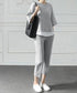 セットアップ レイヤード風カットソー春夏 重ね着風トップス シンプル 7分袖スウェットトップス 七分丈センタープレスパンツ 大人カジュア2点セット ゆったり韓国風 84DAIW-009