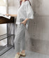 セットアップ レイヤード風カットソー春夏 重ね着風トップス シンプル 7分袖スウェットトップス 七分丈センタープレスパンツ 大人カジュア2点セット ゆったり韓国風 84DAIW-009