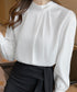 ブラウスフォーマル レディース 長袖上品 フェミニン シャツブラウス きれいめ タックトップス オフィスカジュアル 大人女性 おしゃれ 結婚式 ビジネスブラウス白 84DLV-010