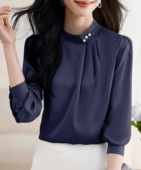 ブラウスフォーマル レディース 長袖上品 フェミニン シャツブラウス きれいめ タックトップス オフィスカジュアル 大人女性 おしゃれ 結婚式 ビジネスブラウス白 84DLV-010