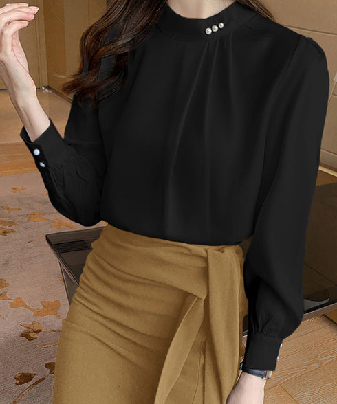 ブラウスフォーマル レディース 長袖上品 フェミニン シャツブラウス きれいめ タックトップス オフィスカジュアル 大人女性 おしゃれ 結婚式 ビジネスブラウス白 84DLV-010