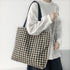 千鳥格子トートバッグ レディース 大容量 キャンバスバッグ A4サイズ サブバッグ 通勤 通学 レトロハンドバッグ ワンショルダーバッグ カジュアル 肩掛けバッグ 84DUYU-002