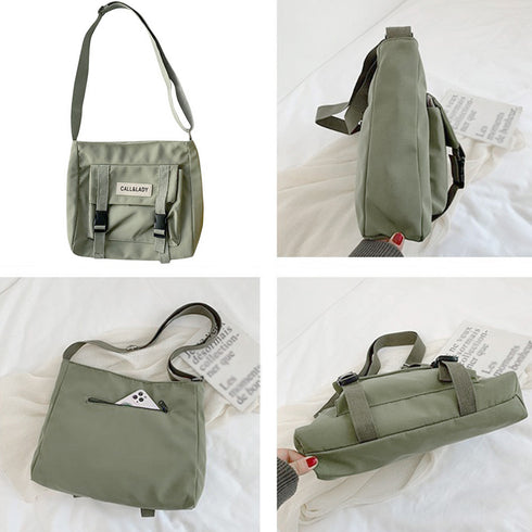 ショルダーバッグ レディース 軽いバッグ レトロ メッセンジャーバッグ カジュアルバッグ 通勤通学カバン 斜めがけ ナイロン鞄 肩掛けかばん 大容量ロゴ入り鞄韓国 84DUYU-004
