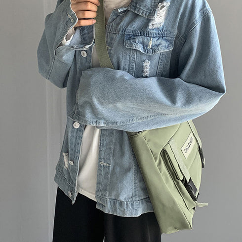 ショルダーバッグ レディース 軽いバッグ レトロ メッセンジャーバッグ カジュアルバッグ 通勤通学カバン 斜めがけ ナイロン鞄 肩掛けかばん 大容量ロゴ入り鞄韓国 84DUYU-004