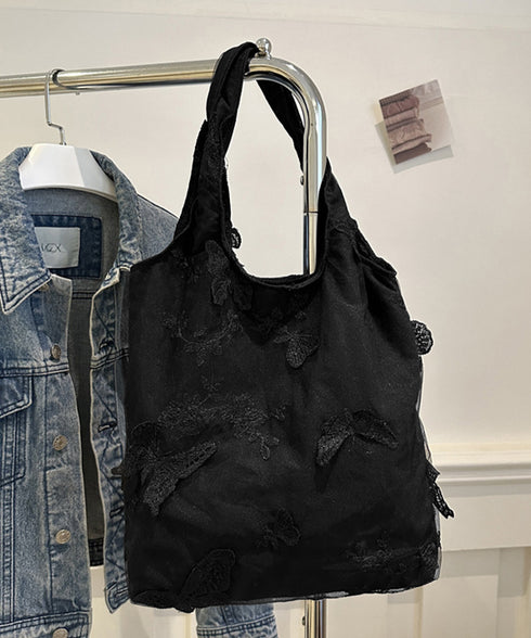 蝶モチーフトートバッグ大容量肩掛けバッグ レディース バタフライ刺しゅう キャンバスバッグ 通勤通学軽量手提げバッグ a4対応大きめ鞄普段使い きれいめカジュアル 84DUYU-005