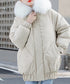 ダウンコート エコダウンジャケット 防寒 レディース ゆったりフーディーコート 中綿ブルゾン ファーフード付き 防風中綿コート 厚手暖かいアウター 体型カバー冬服 84FEINIAO-001