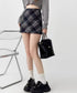 レトロチェック柄ミニスカートハイウエスト レディース ショートスカート インナーパンツ付き タイトスカート お出かけ 膝上丈Aラインスカート おしゃれ 美脚脚長 84GAY-003