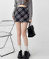 レトロチェック柄ミニスカートハイウエスト レディース ショートスカート インナーパンツ付き タイトスカート お出かけ 膝上丈Aラインスカート おしゃれ 美脚脚長 84GAY-003