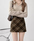 レトロチェック柄ミニスカートハイウエスト レディース ショートスカート インナーパンツ付き タイトスカート お出かけ 膝上丈Aラインスカート おしゃれ 美脚脚長 84GAY-003