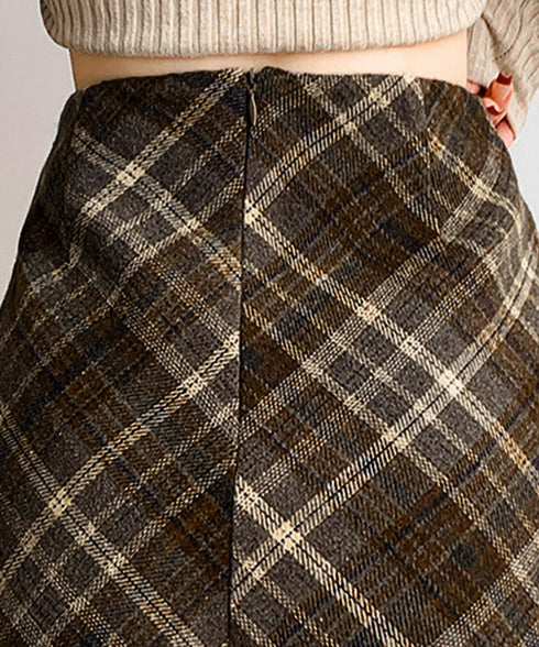 レトロチェック柄ミニスカートハイウエスト レディース ショートスカート インナーパンツ付き タイトスカート お出かけ 膝上丈Aラインスカート おしゃれ 美脚脚長 84GAY-003