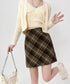 レトロチェック柄ミニスカートハイウエスト レディース ショートスカート インナーパンツ付き タイトスカート お出かけ 膝上丈Aラインスカート おしゃれ 美脚脚長 84GAY-003