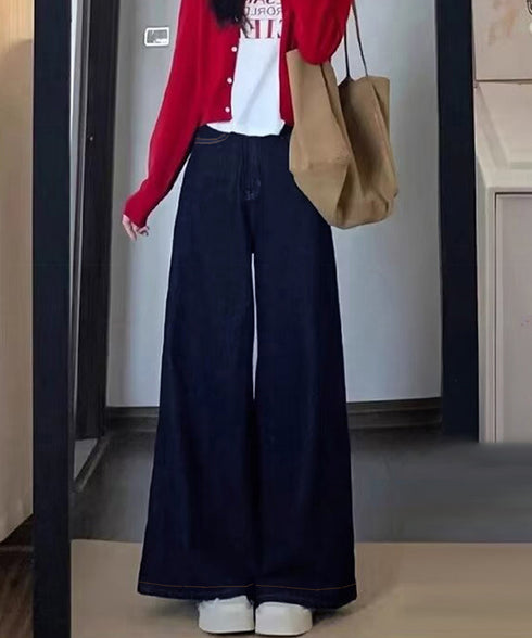 ワイドデニムパンツ 裏起毛 レディース冬 レトロ風カジュアル ストレートデニム 暖かいパンツ 体型カバー着やせ ロングパンツ 防寒ジーパン ハイウエスト ゆったり 84GAY-006