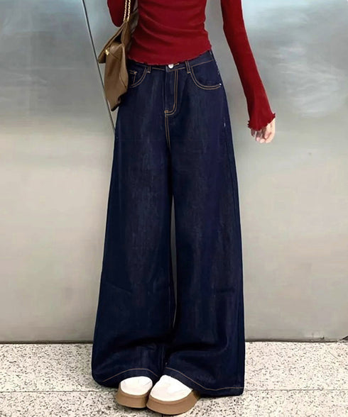 ワイドデニムパンツ 裏起毛 レディース冬 レトロ風カジュアル ストレートデニム 暖かいパンツ 体型カバー着やせ ロングパンツ 防寒ジーパン ハイウエスト ゆったり 84GAY-006